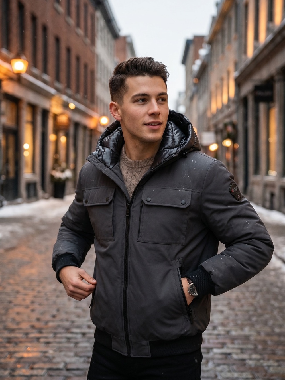 Pajar Men's Dark Navy Hooded Puffer Jacket